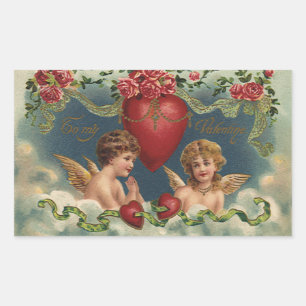 Antike viktorianische Valentinstag Engel im Himmel Rechteckiger Aufkleber
