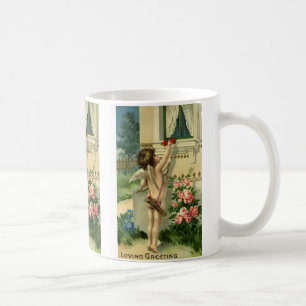 Antike viktorianische Valentinstag-Grüße, Engelher Kaffeetasse