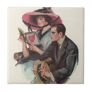 Antike viktorianische Valentinstag Liebe und Roman Fliese