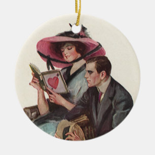 Antike viktorianische Valentinstag Liebe und Roman Keramikornament