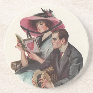 Antike viktorianische Valentinstag Liebe und Roman Untersetzer