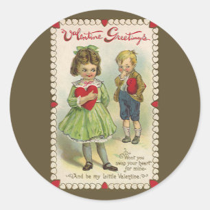 Antike viktorianische Valentinstag, schüchterne Ki Runder Aufkleber