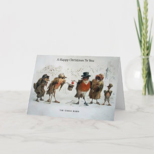 Antike viktorianische Vögel Weihnachtskarte Feiertagskarte