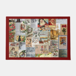 Antike Viktorianische Weihnachten Ephemera Collage Fußmatte