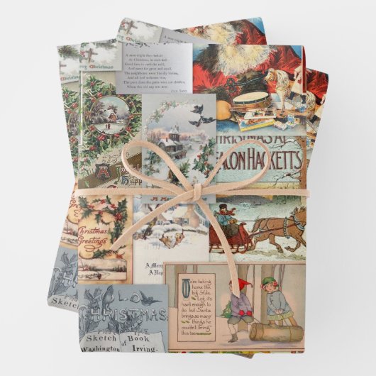 Antike Viktorianische Weihnachten Ephemera Collage Geschenkpapier Set (Beispiel)