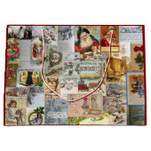 Antike Viktorianische Weihnachten Ephemera Collage Große Geschenktüte (Vorderseite)