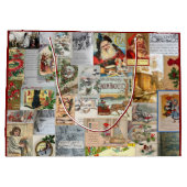 Antike Viktorianische Weihnachten Ephemera Collage Große Geschenktüte (Rückseite)