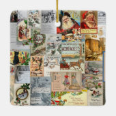 Antike Viktorianische Weihnachten Ephemera Collage Keramikornament (Rückseite)