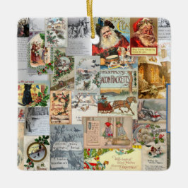 Antike Viktorianische Weihnachten Ephemera Collage Keramikornament
