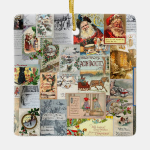 Antike Viktorianische Weihnachten Ephemera Collage Keramikornament