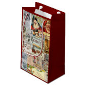 Antike Viktorianische Weihnachten Ephemera Collage Kleine Geschenktüte (Rückseite Schrägansicht)