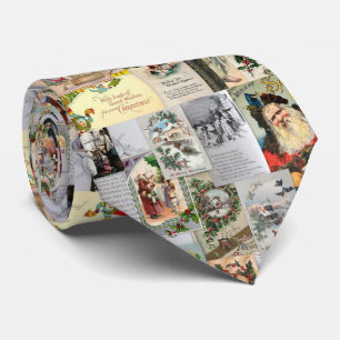 Antike Viktorianische Weihnachten Ephemera Collage Krawatte
