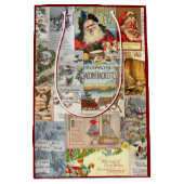 Antike Viktorianische Weihnachten Ephemera Collage Mittlere Geschenktüte (Vorderseite)