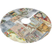 Antike Viktorianische Weihnachten Ephemera Collage Polyester Weihnachtsbaumdecke (Schrägansicht)