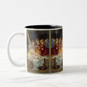 Antike viktorianische Weihnachts-Nativitäts-Engel Zweifarbige Tasse