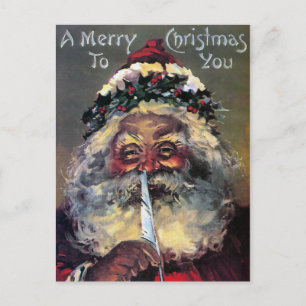 Antike viktorianische Weihnachtskarte mit Santa Postkarte