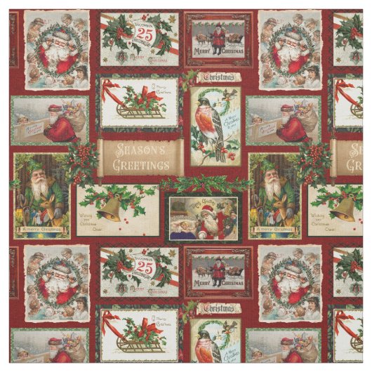 Antike Viktorianische Weihnachtskartenkollektion Stoff (Muster)