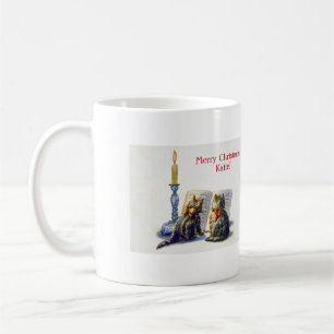 Antike viktorianische Weihnachtskatzen Kaffeetasse