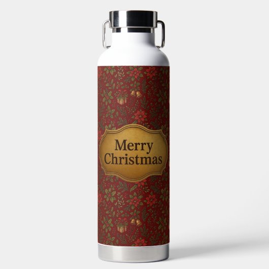 Antike, viktorianische Weihnachtsmuster Trinkflasche (Vorderseite)