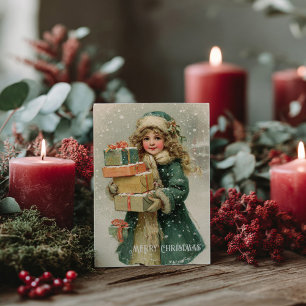 Antike viktorianische Weihnachtspostkarte Postkarte