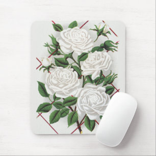Antike viktorianische weiße Kletterrosen Garten Mousepad