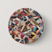 Antike, Viktorianische Zeit, verrückte Quilt Button (Vorderseite)