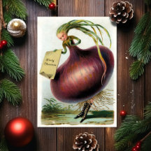 Antike viktorianische Zwiebel-Weihnachtskarte
