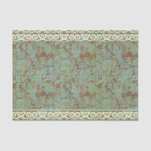 Antike, Vintag, Aqua, mit Blumen, Spitze, Muster, Seidenpapier (Vorderseite)