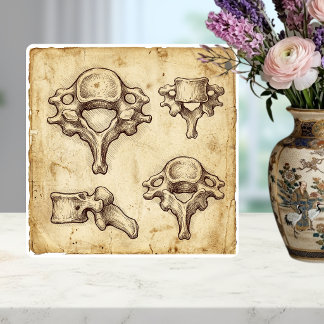 Antike Vintage Anatomische Wirbelsäule Illustratio Fliese