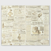 Antike Vintage Beige Französische Werbung Ephemera Geschenkpapier (Flach)