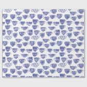 Antike Vintage Blaue Teetasse Aquarell Geschenkpapier (Flach)