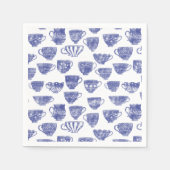Antike Vintage Blaue Teetasse Aquarell Serviette (Vorderseite)