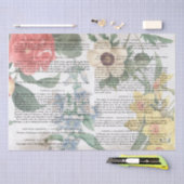 Antike Vintage Blume Französisch Buchseite Decoupa Seidenpapier (Handwerk)