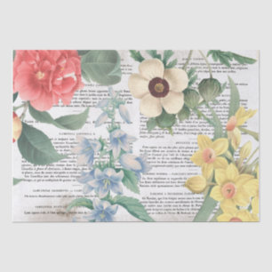 Antike Vintage Blume Französisch Buchseite Decoupa Seidenpapier