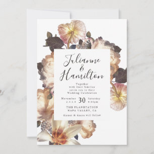 Antike Vintage-Blumen-Hochzeitseinladung Einladung