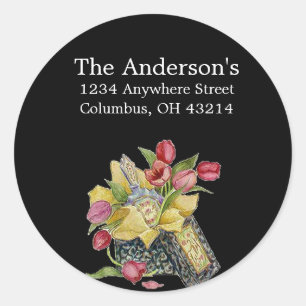 Antike/Vintage-Blumenkarton-Adressetiketten Runder Aufkleber