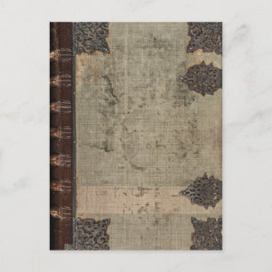 Antike Vintage-Buchhülle mit Metallscharnieren Postkarte