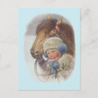 Antike Vintage Das Winterpony Pferd Postkarte