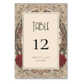 Antike Vintage Jugendstil-Rose Hochzeit der Blumen Tischnummer (Rückseite)