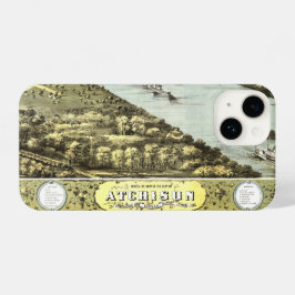 Antike Vintage Karte Atchison Fluss Kansas 1869 iPhone 14 Hülle