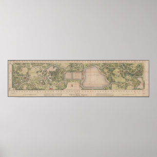 Antike Vintage Karte von Central Park 1873 Poster