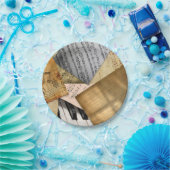 Antike Vintage Klaviertasten und Notenblätter Pappteller (Party)