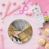 Antike Vintage Klaviertasten und Notenblätter Pappteller (Party)