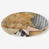 Antike Vintage Klaviertasten und Notenblätter Pappteller (Schrägansicht)