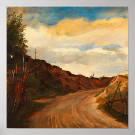 Antike Vintage-Landschaft am Landstraße Poster