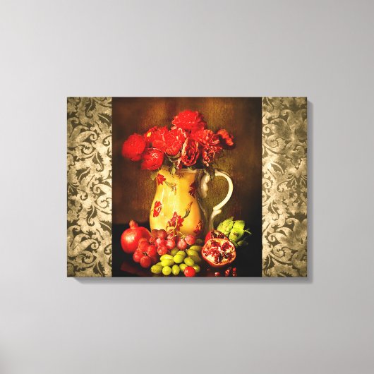 Antike Vintage Leinwand Obst und Blume (Vorderseite)
