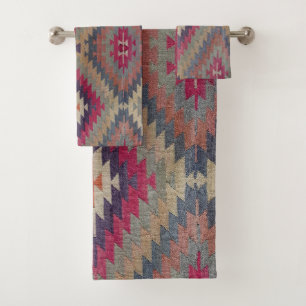 Antike Vintage orientalische Kilim Rug Badhandtuch Set