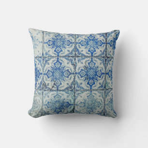 Antike vintage portugiesische Fliesenmuster - Azul Kissen