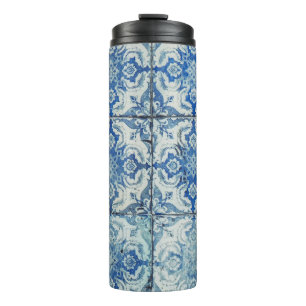 Antike vintage portugiesische Fliesenmuster - Azul Thermosbecher