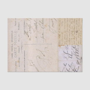 Antike Vintage Postkarten-Handschrift Seidenpapier